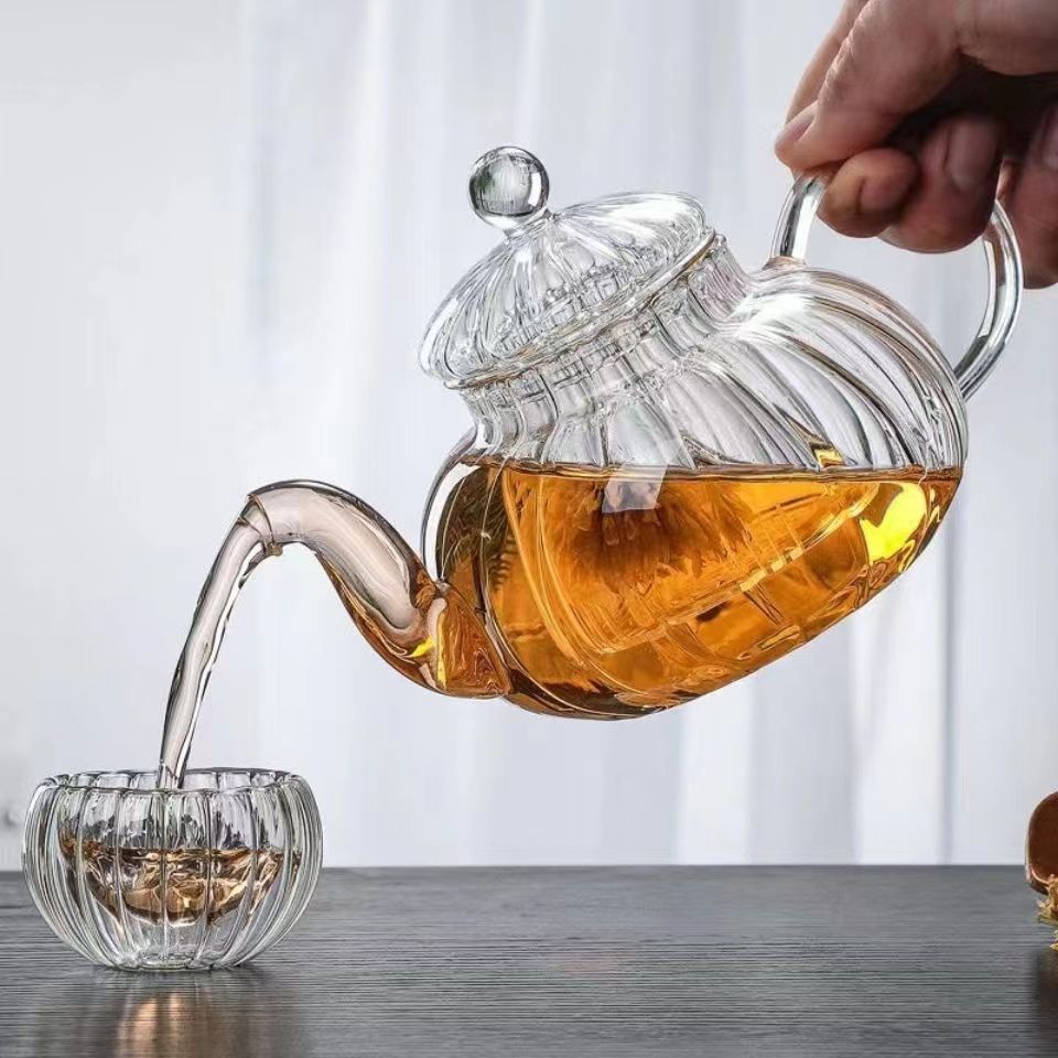 Herbal Wellness Products - Полосатый Цветочный чайник в форме тыквы,